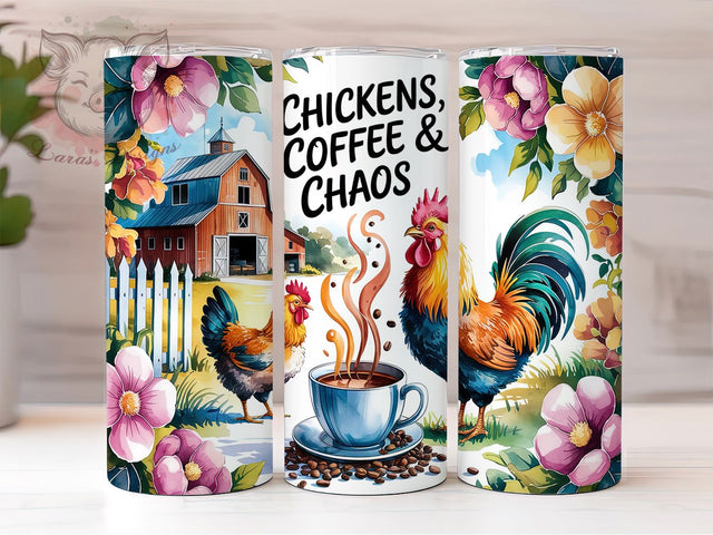 Funny Farm Coffee Chicken Tumbler Wrap, Funny Coffee Tumbler, Farm Life Tumbler, 20oz Tumbler Sublimation, Coffee Lover Tumbler, Digital Tumbler Wrap, Rustic Country Tumbler Sublimation Lara' s Designs 