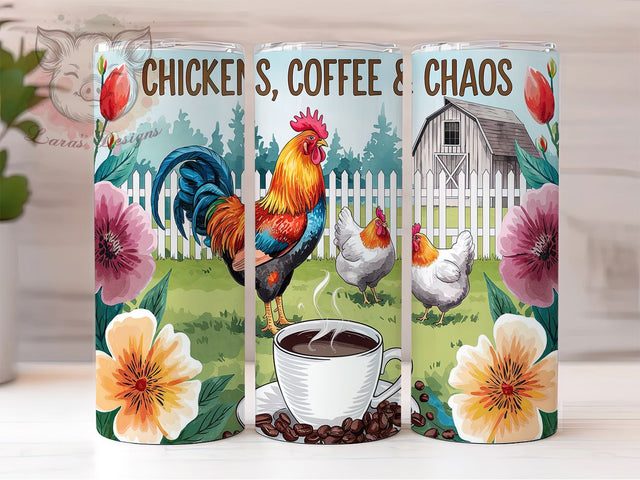 Funny Farm Coffee Chicken Tumbler Wrap, Funny Coffee Tumbler, Farm Life Tumbler, 20oz Tumbler Sublimation, Coffee Lover Tumbler, Digital Tumbler Wrap, Rustic Country Tumbler Sublimation Lara' s Designs 