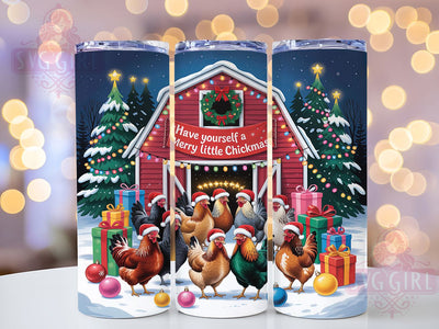 Funny Festive Christmas Chicken Tumbler, Funny Holiday Farm Wrap, Festive Poultry Sublimation, Chicken Lover Cup, 20Oz Skinny Tumbler Wrap, Holiday Hen Mug, Quirky Christmas Design Sublimation SvggirlplusArt 