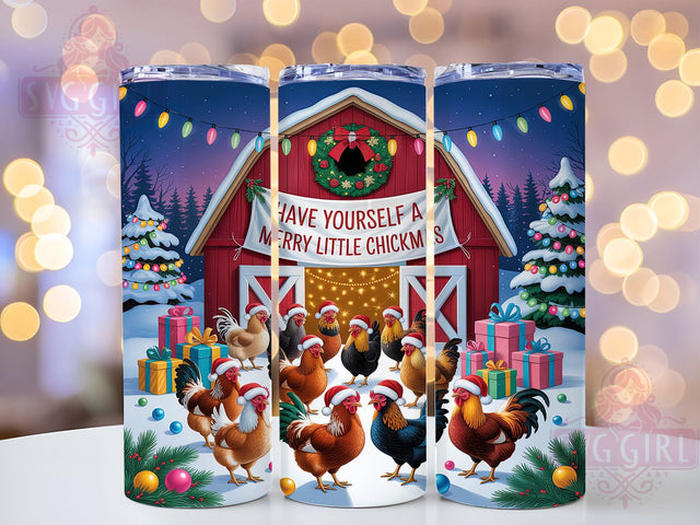 Funny Festive Christmas Chicken Tumbler, Funny Holiday Farm Wrap, Festive Poultry Sublimation, Chicken Lover Cup, 20Oz Skinny Tumbler Wrap, Holiday Hen Mug, Quirky Christmas Design Sublimation SvggirlplusArt 
