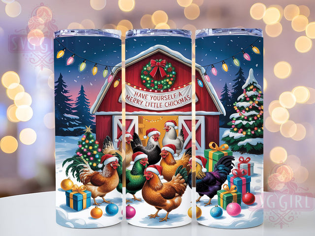 Funny Festive Christmas Chicken Tumbler, Funny Holiday Farm Wrap, Festive Poultry Sublimation, Chicken Lover Cup, 20Oz Skinny Tumbler Wrap, Holiday Hen Mug, Quirky Christmas Design Sublimation SvggirlplusArt 