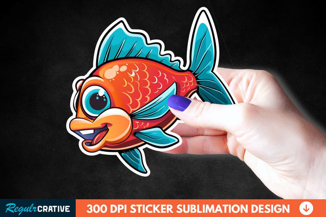 Funny Fish Sticker Clipart Sublimation Regulrcrative 