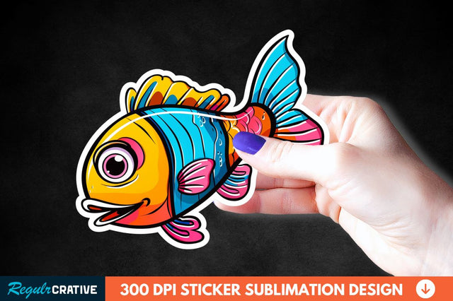 Funny Fish Sticker Clipart Sublimation Regulrcrative 