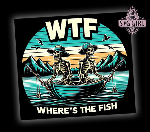 Funny Fishing 20oz Tumbler Wrap Sublimation Design, Straight Tapered Tumbler Wrap, Where's the Fish Tumbler Png, Instant Digital Download Sublimation SvggirlplusArt 