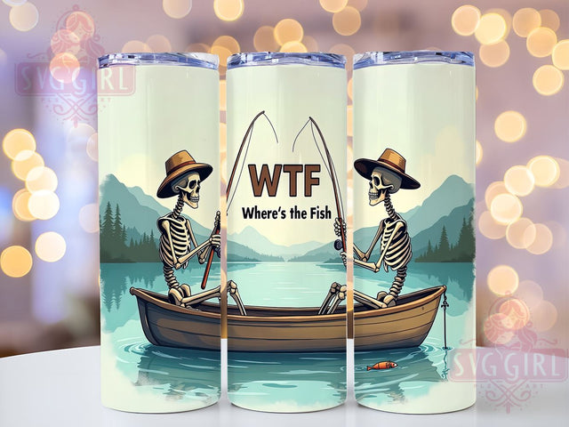 Funny Fishing 20oz Tumbler Wrap Sublimation Design, Straight Tapered Tumbler Wrap, Where's the Fish Tumbler Png, Instant Digital Download Sublimation SvggirlplusArt 