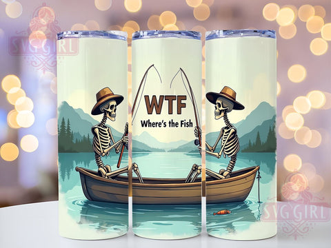 Funny Fishing 20oz Tumbler Wrap Sublimation Design, Straight Tapered Tumbler Wrap, Where's the Fish Tumbler Png, Instant Digital Download Sublimation SvggirlplusArt 