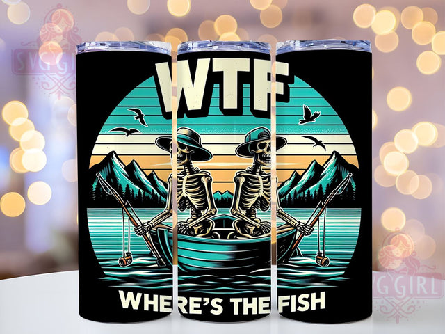 Funny Fishing 20oz Tumbler Wrap Sublimation Design, Straight Tapered Tumbler Wrap, Where's the Fish Tumbler Png, Instant Digital Download Sublimation SvggirlplusArt 