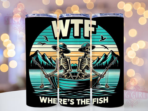 Funny Fishing 20oz Tumbler Wrap Sublimation Design, Straight Tapered Tumbler Wrap, Where's the Fish Tumbler Png, Instant Digital Download Sublimation SvggirlplusArt 