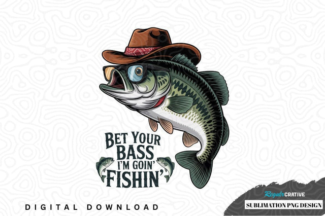 Funny fishing bass fish sublimation png design Sublimation Regulrcrative 