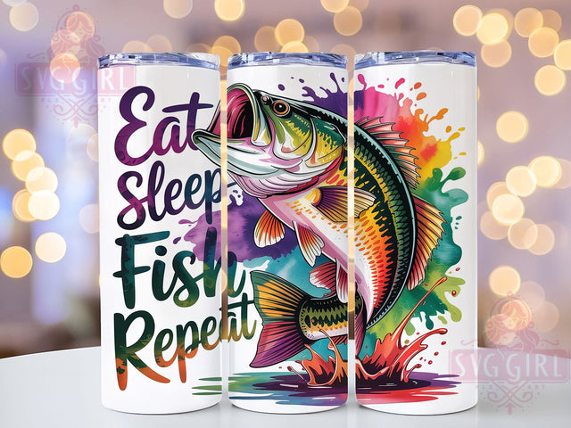 Funny Fishing Lake Life Eat Sleep Fish Tumbler, Fisherman Gift Wrap, Lake Life Tumbler, Eat Sleep Fish PNG, Fishing Sublimation Wrap, 20oz Tumbler Design, Outdoor Fishing Cup Sublimation SvggirlplusArt 
