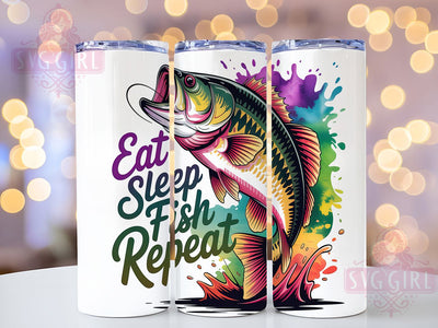 Funny Fishing Lake Life Eat Sleep Fish Tumbler, Fisherman Gift Wrap, Lake Life Tumbler, Eat Sleep Fish PNG, Fishing Sublimation Wrap, 20oz Tumbler Design, Outdoor Fishing Cup Sublimation SvggirlplusArt 