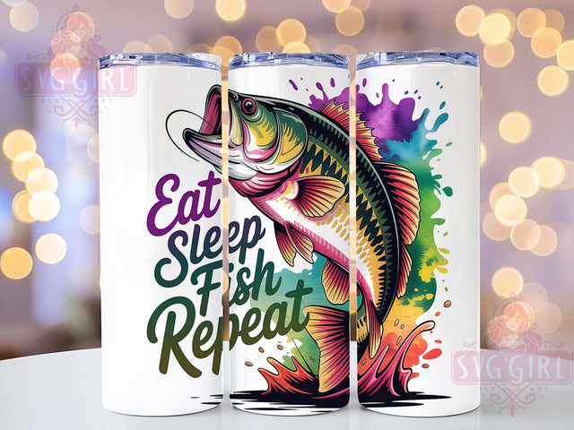 Funny Fishing Lake Life Eat Sleep Fish Tumbler, Fisherman Gift Wrap, Lake Life Tumbler, Eat Sleep Fish PNG, Fishing Sublimation Wrap, 20oz Tumbler Design, Outdoor Fishing Cup Sublimation SvggirlplusArt 