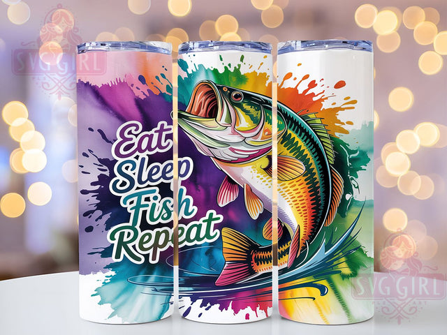 Funny Fishing Lake Life Eat Sleep Fish Tumbler, Fisherman Gift Wrap, Lake Life Tumbler, Eat Sleep Fish PNG, Fishing Sublimation Wrap, 20oz Tumbler Design, Outdoor Fishing Cup Sublimation SvggirlplusArt 