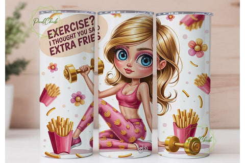 Funny Fitness Girl 20oz Tumbler Wrap Sublimation PixelChick 