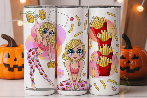 Funny Fitness Girl 20oz Tumbler Wrap Sublimation PixelChick 