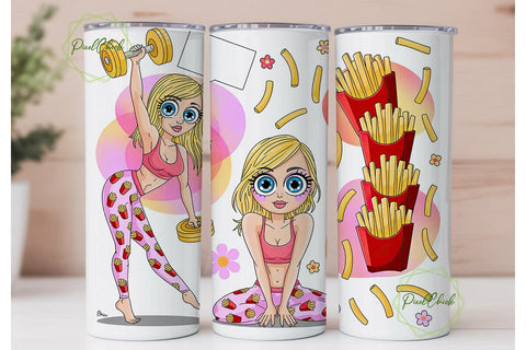 Funny Fitness Girl 20oz Tumbler Wrap Sublimation PixelChick 