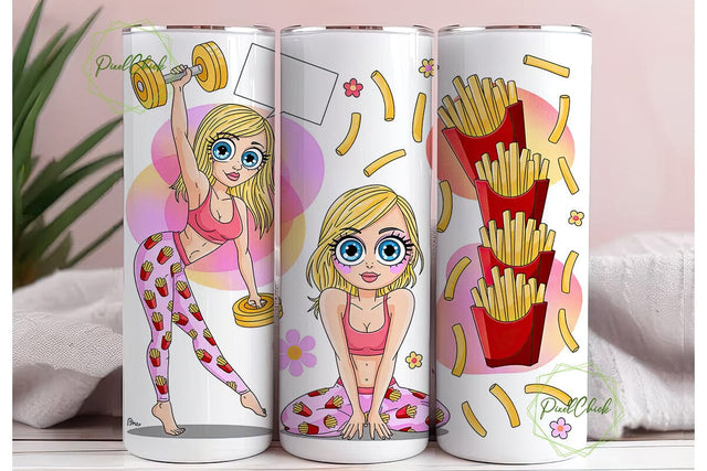 Funny Fitness Girl 20oz Tumbler Wrap Sublimation PixelChick 