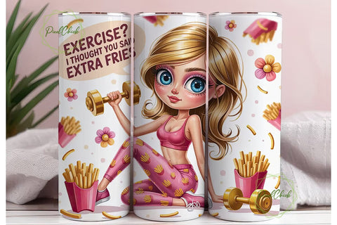 Funny Fitness Girl 20oz Tumbler Wrap Sublimation PixelChick 