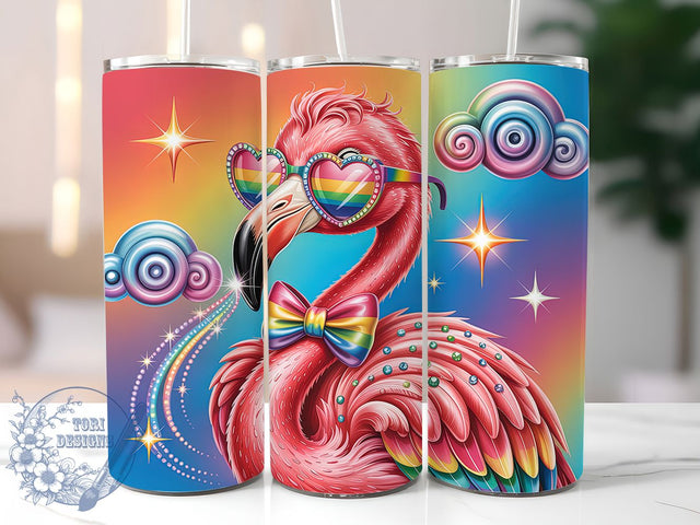 Funny Flamingo Pride Tumbler, Funny Flamingo, LGBTQ Theme, Sublimation Art, 20oz Tumbler, Colorful Style, Celebration Design Sublimation ToriDesigns 