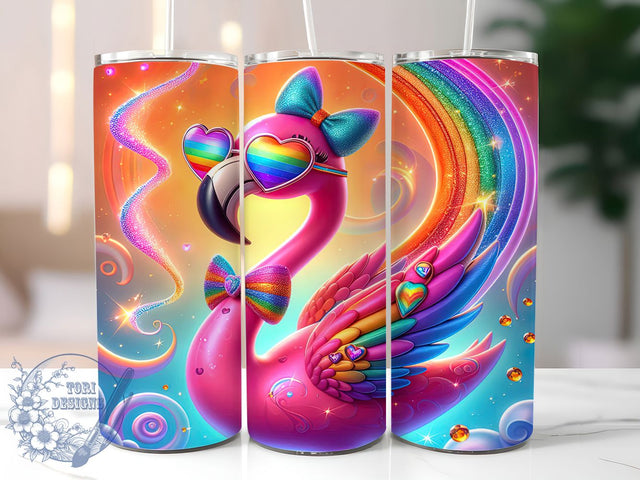 Funny Flamingo Pride Tumbler, Funny Flamingo, LGBTQ Theme, Sublimation Art, 20oz Tumbler, Colorful Style, Celebration Design Sublimation ToriDesigns 