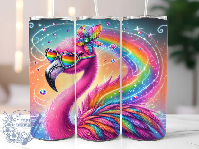 Funny Flamingo Pride Tumbler, Funny Flamingo, LGBTQ Theme, Sublimation Art, 20oz Tumbler, Colorful Style, Celebration Design Sublimation ToriDesigns 