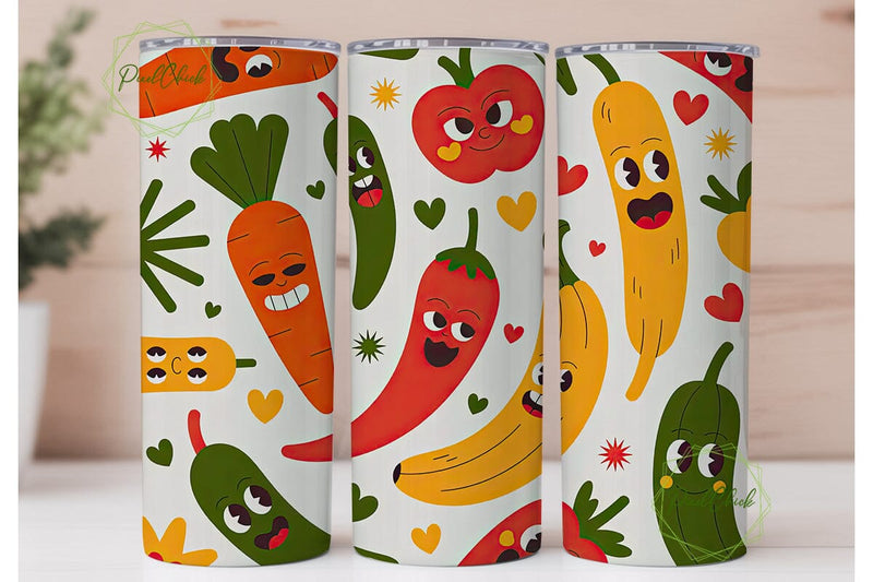 Funny Food Faces 20oz Tumbler Wrap Sublimation PixelChick 