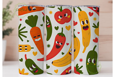 Funny Food Faces 20oz Tumbler Wrap Sublimation PixelChick 