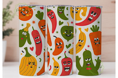 Funny Food Faces 20oz Tumbler Wrap Sublimation PixelChick 