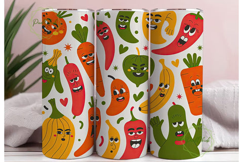 Funny Food Faces 20oz Tumbler Wrap Sublimation PixelChick 