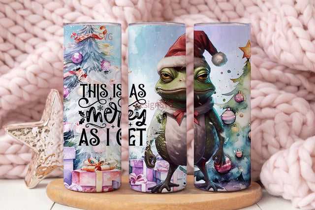 Funny Frog Christmas 20oz Skinny Seamless Tumbler Wrap PNG - Sublimation Tumbler Template Sublimation DesignSVG 