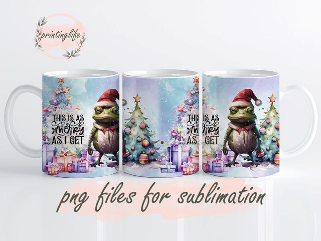 Funny Frog Christmas Mug Wrap PNG Sublimation, Christmas Wrap Designs, Christmas Sublimation Designs Sublimation PrintingLife 
