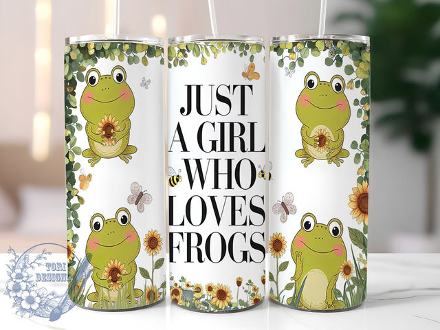 Funny Frog Lover 20oz Tumbler, Girl Who Loves Frogs, 20oz Tumbler Wrap, Frog Lover Gift, Cute Frog Design, Custom Sublimation Tumbler, Quirky Frog Drinkware Sublimation ToriDesigns 