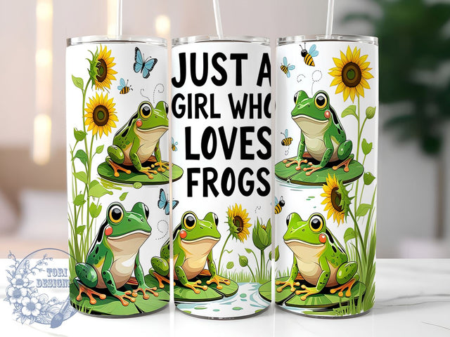 Funny Frog Lover 20oz Tumbler, Girl Who Loves Frogs, 20oz Tumbler Wrap, Frog Lover Gift, Cute Frog Design, Custom Sublimation Tumbler, Quirky Frog Drinkware Sublimation ToriDesigns 