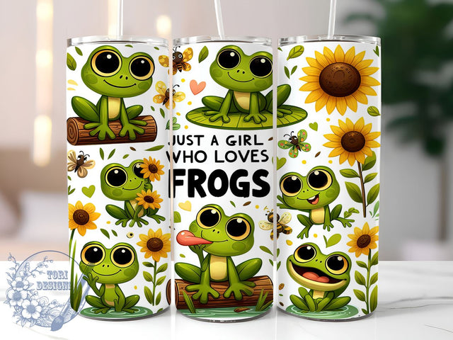 Funny Frog Lover 20oz Tumbler, Girl Who Loves Frogs, 20oz Tumbler Wrap, Frog Lover Gift, Cute Frog Design, Custom Sublimation Tumbler, Quirky Frog Drinkware Sublimation ToriDesigns 