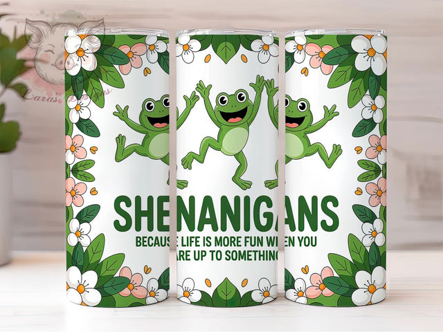 Funny Frog Shenanigans Tumbler Wrap, Shenanigans Tumbler Wrap, Quirky Humor Design, Mischief Tumbler Sublimation, Life Of The Party Tumbler, 20oz Skinny Frog Wrap, Playful Tumbler Sublimation Lara' s Designs 