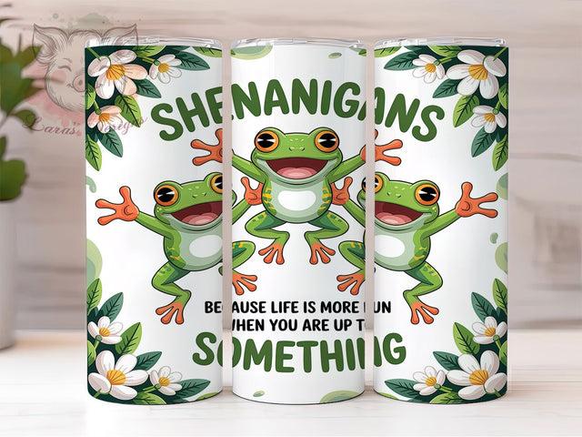 Funny Frog Shenanigans Tumbler Wrap, Shenanigans Tumbler Wrap, Quirky Humor Design, Mischief Tumbler Sublimation, Life Of The Party Tumbler, 20oz Skinny Frog Wrap, Playful Tumbler Sublimation Lara' s Designs 
