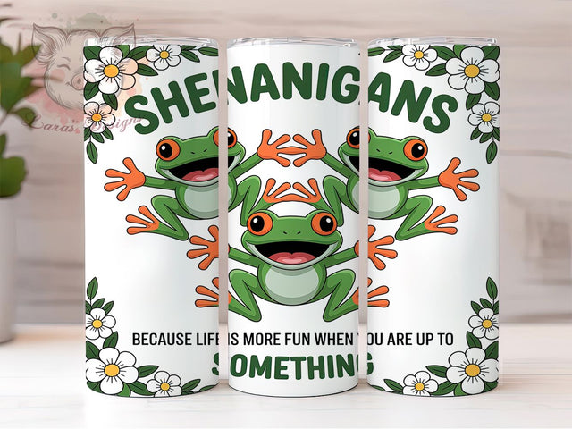 Funny Frog Shenanigans Tumbler Wrap, Shenanigans Tumbler Wrap, Quirky Humor Design, Mischief Tumbler Sublimation, Life Of The Party Tumbler, 20oz Skinny Frog Wrap, Playful Tumbler Sublimation Lara' s Designs 