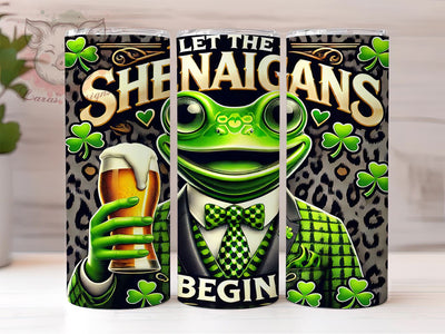 Funny Frog St Patrick’s Tumbler, Funny Frog, St Patrick's Day, Shenanigans Begin, 20oz Tumbler, Tumbler Wrap, Sublimation Design, Irish Humor Sublimation Lara' s Designs 