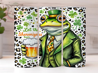 Funny Frog St Patrick’s Tumbler, Funny Frog, St Patrick's Day, Shenanigans Begin, 20oz Tumbler, Tumbler Wrap, Sublimation Design, Irish Humor Sublimation Lara' s Designs 