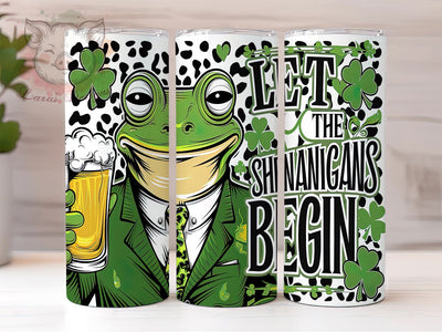 Funny Frog St Patrick’s Tumbler, Funny Frog, St Patrick's Day, Shenanigans Begin, 20oz Tumbler, Tumbler Wrap, Sublimation Design, Irish Humor Sublimation Lara' s Designs 