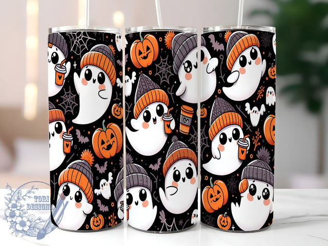 Funny Ghost 20oz Skinny Tumbler PNG, Spooky Season Tumbler Sublimation Wrap, Straight & Tapered Tumbler Wrap, Instant Digital Download Sublimation ToriDesigns 