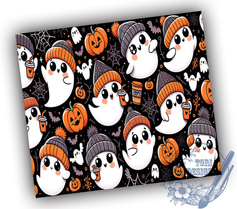 Funny Ghost 20oz Skinny Tumbler PNG, Spooky Season Tumbler Sublimation Wrap, Straight & Tapered Tumbler Wrap, Instant Digital Download Sublimation ToriDesigns 