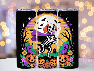 Funny Ghost Skeleton Dog Halloween Tumbler, Skeleton Dog Wrap, Cute Ghost Design, 20Oz Skinny Tumbler, Halloween Dog Sublimation, Spooky Dog Drinkware, Humorous Halloween Tumbler Sublimation SvggirlplusArt 