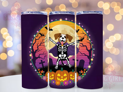 Funny Ghost Skeleton Dog Halloween Tumbler, Skeleton Dog Wrap, Cute Ghost Design, 20Oz Skinny Tumbler, Halloween Dog Sublimation, Spooky Dog Drinkware, Humorous Halloween Tumbler Sublimation SvggirlplusArt 