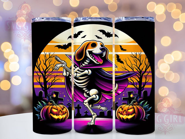 Funny Ghost Skeleton Dog Halloween Tumbler, Skeleton Dog Wrap, Cute Ghost Design, 20Oz Skinny Tumbler, Halloween Dog Sublimation, Spooky Dog Drinkware, Humorous Halloween Tumbler Sublimation SvggirlplusArt 