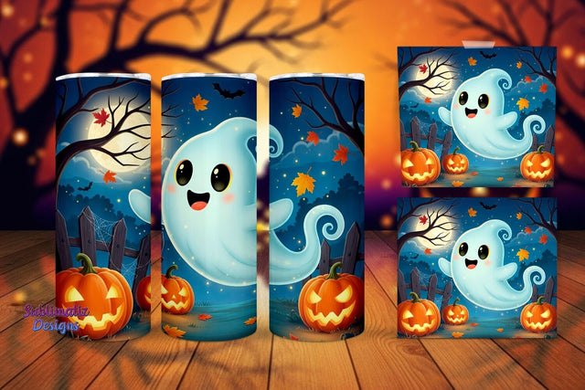 Funny Ghost Skinny Wrap | Halloween Tumbler Wrap for Sublimation Sublimation Sublimatiz Designs 