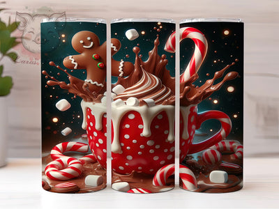 Funny Gingerbread Hot Chocolate Tumbler, Funny Christmas Wrap, Holiday Cookie Sublimation, Silly Cocoa Cup, 20Oz Skinny Tumbler Wrap, Festive Treat Mug, Humorous Holiday Design Sublimation Lara' s Designs 