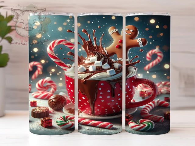 Funny Gingerbread Hot Chocolate Tumbler, Funny Christmas Wrap, Holiday Cookie Sublimation, Silly Cocoa Cup, 20Oz Skinny Tumbler Wrap, Festive Treat Mug, Humorous Holiday Design Sublimation Lara' s Designs 