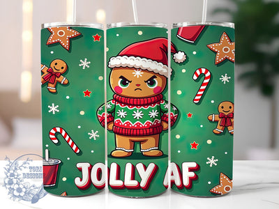 Funny Gingerbread Man Tumbler, Jolly AF Tumbler Wrap, 20oz Sublimation Design, Christmas Drinkware, Digital Download, Holiday Tumbler Art, Xmas Gift Idea Sublimation ToriDesigns 