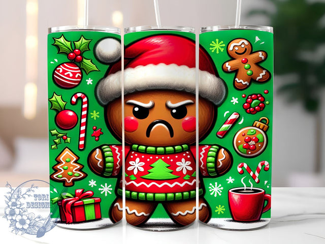 Funny Gingerbread Man Tumbler, Jolly AF Tumbler Wrap, 20oz Sublimation Design, Christmas Drinkware, Digital Download, Holiday Tumbler Art, Xmas Gift Idea Sublimation ToriDesigns 